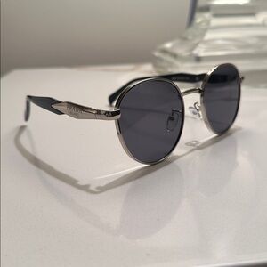 Prada Black and Silver Round Sunglasses